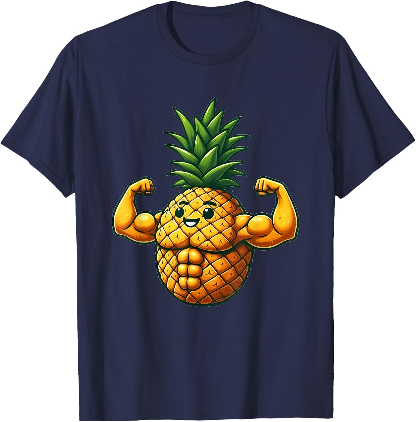 Funny Muscular Pineapple with Abs T-Shirt - T-Shirt | Navy