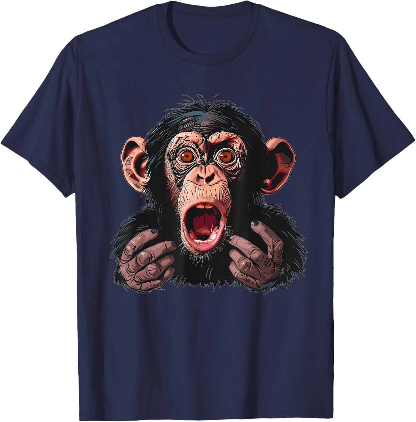 Anxious Monkey I Funny Monkey T-Shirt - T-Shirt | Navy