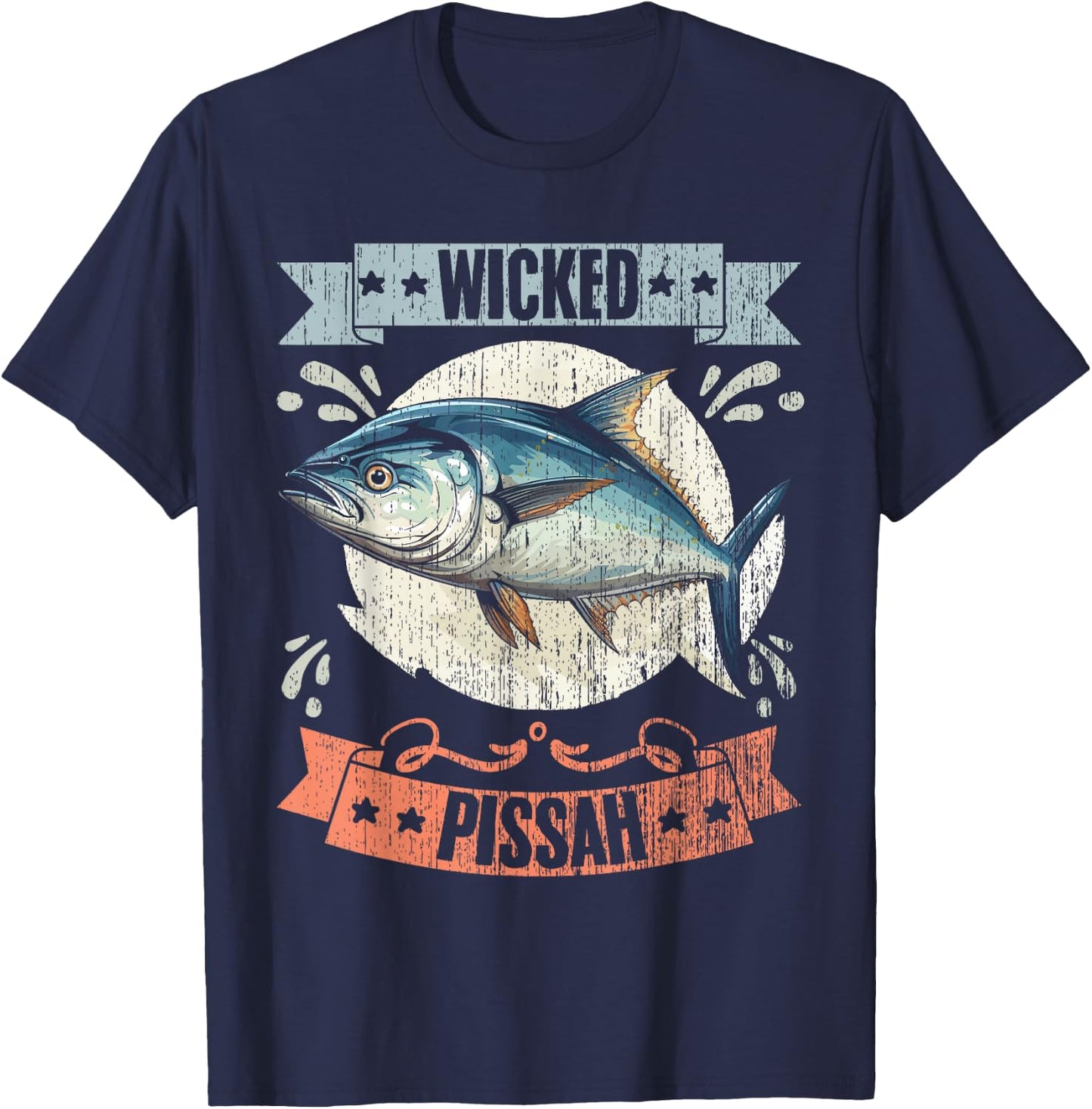Wicked Pissah Retro Tuna Whisperer Tuna Fisherman Tuna Lover T-Shirt - T-Shirt | Navy