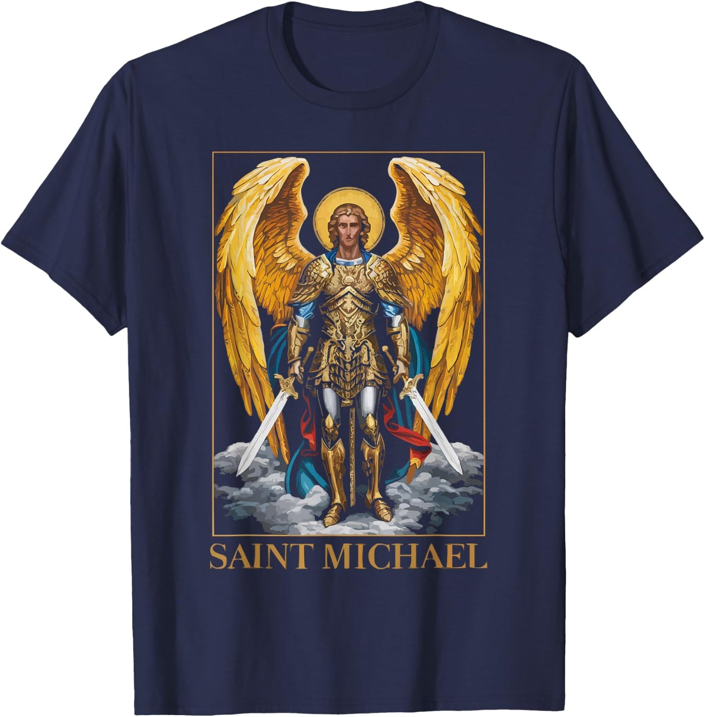 Archangel Catholic Religion Christianity Guardian Angel T-Shirt - T-Shirt | Navy