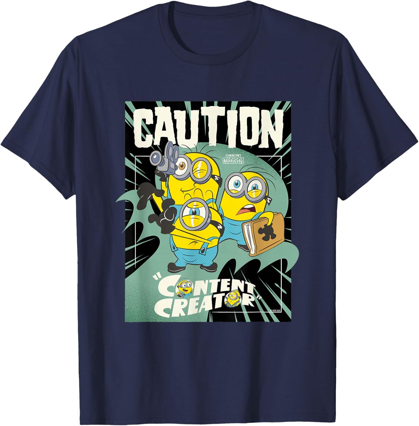 Minions & Monsters Caution Content Creator T-Shirt - T-Shirt | Navy