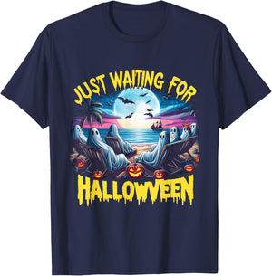 Summerween Beach Spooky Vibe Just Waiting For Halloween T-Shirt - T-Shirt | Navy