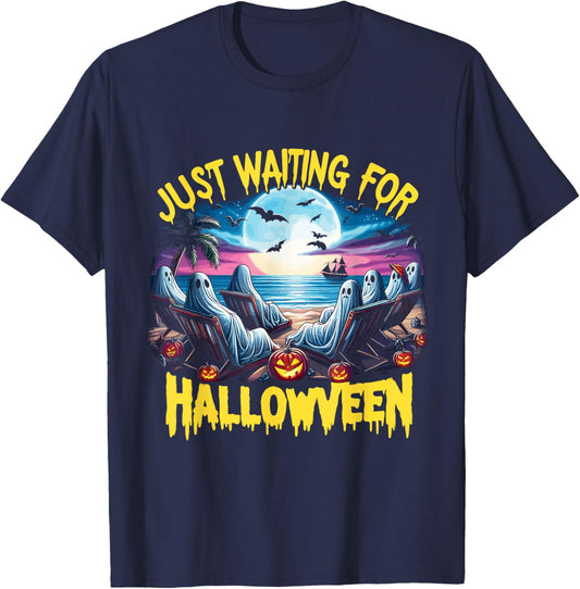 Summerween Beach Spooky Vibe Just Waiting For Halloween T-Shirt - T-Shirt | Navy
