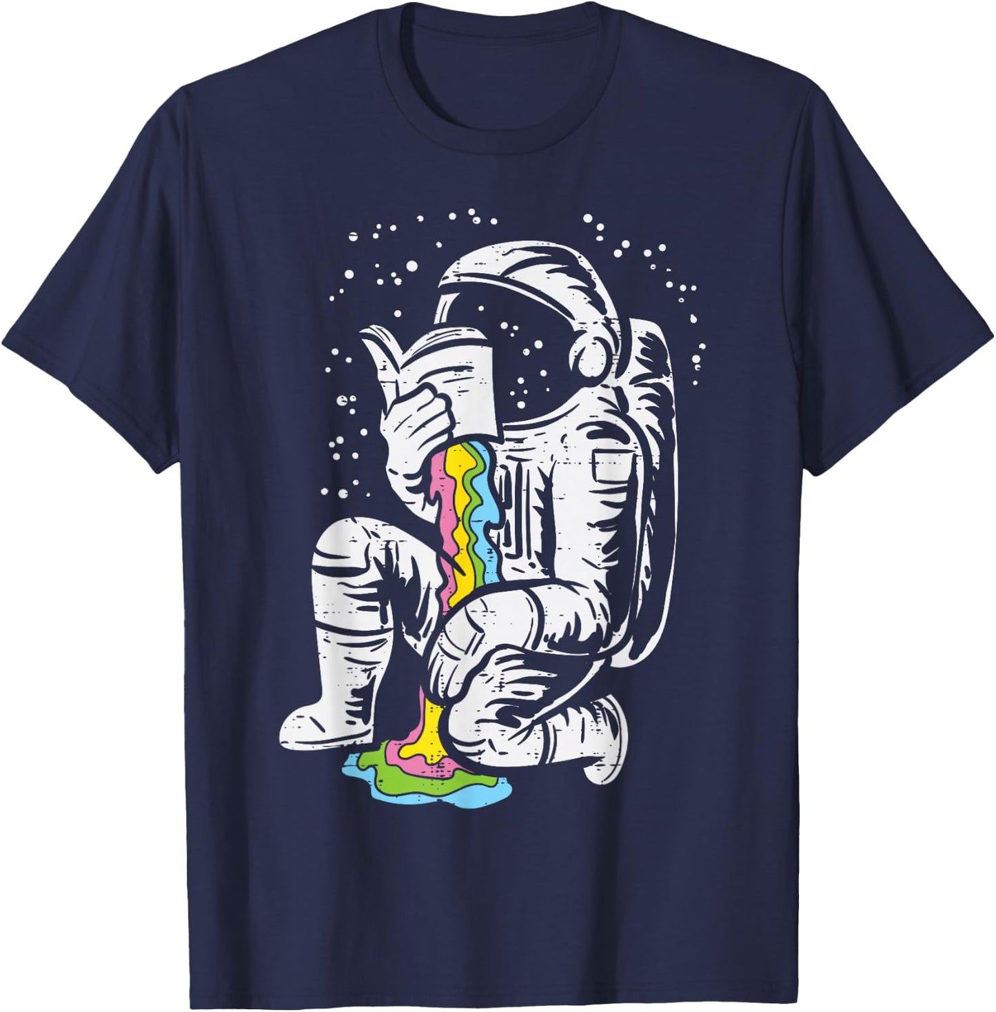 Astronaut Reading Book Space Galaxy Bookworm Men Women Kids T-Shirt - T-Shirt | Navy