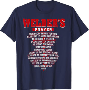 Welder Prayer Funny Christian Welding Grandpa Dad husband T-Shirt - T-Shirt | Navy