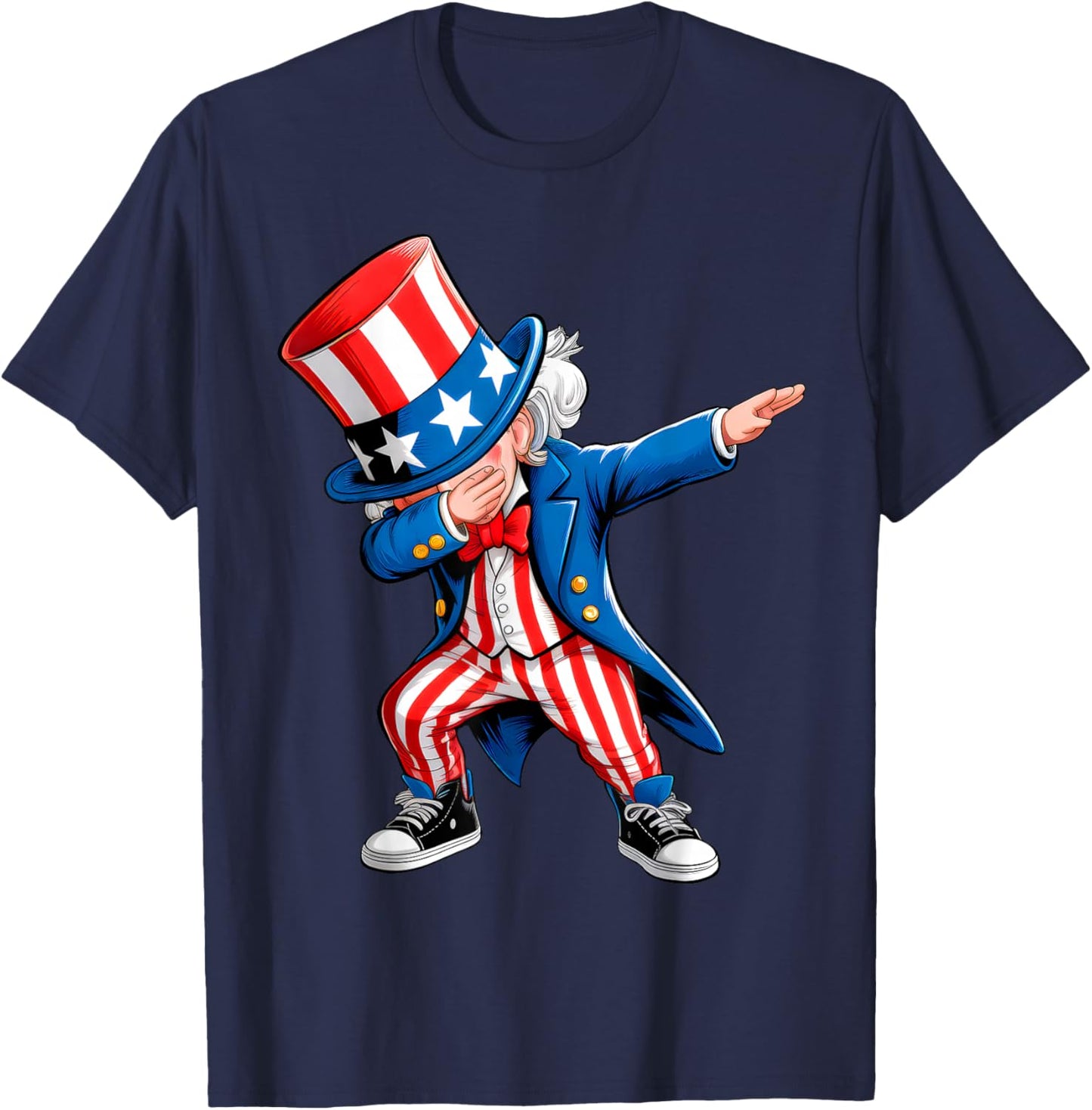 Dabbing Uncle Sam 4th of July Kids Boys Men Funny Dab Dance T-Shirt - T-Shirt | Navy