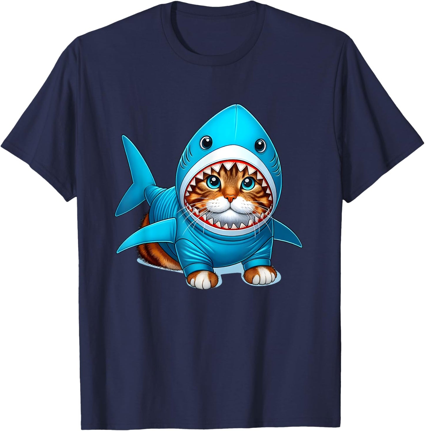 Cat in Shark Costume Women Kids T-Shirt - T-Shirt | Navy