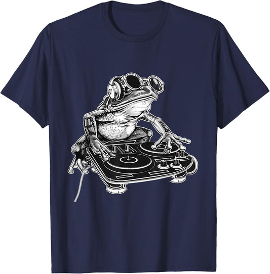 Frog Music DJ Music Producer Turntable DJ Frog Beatmaker T-Shirt - T-Shirt | Navy