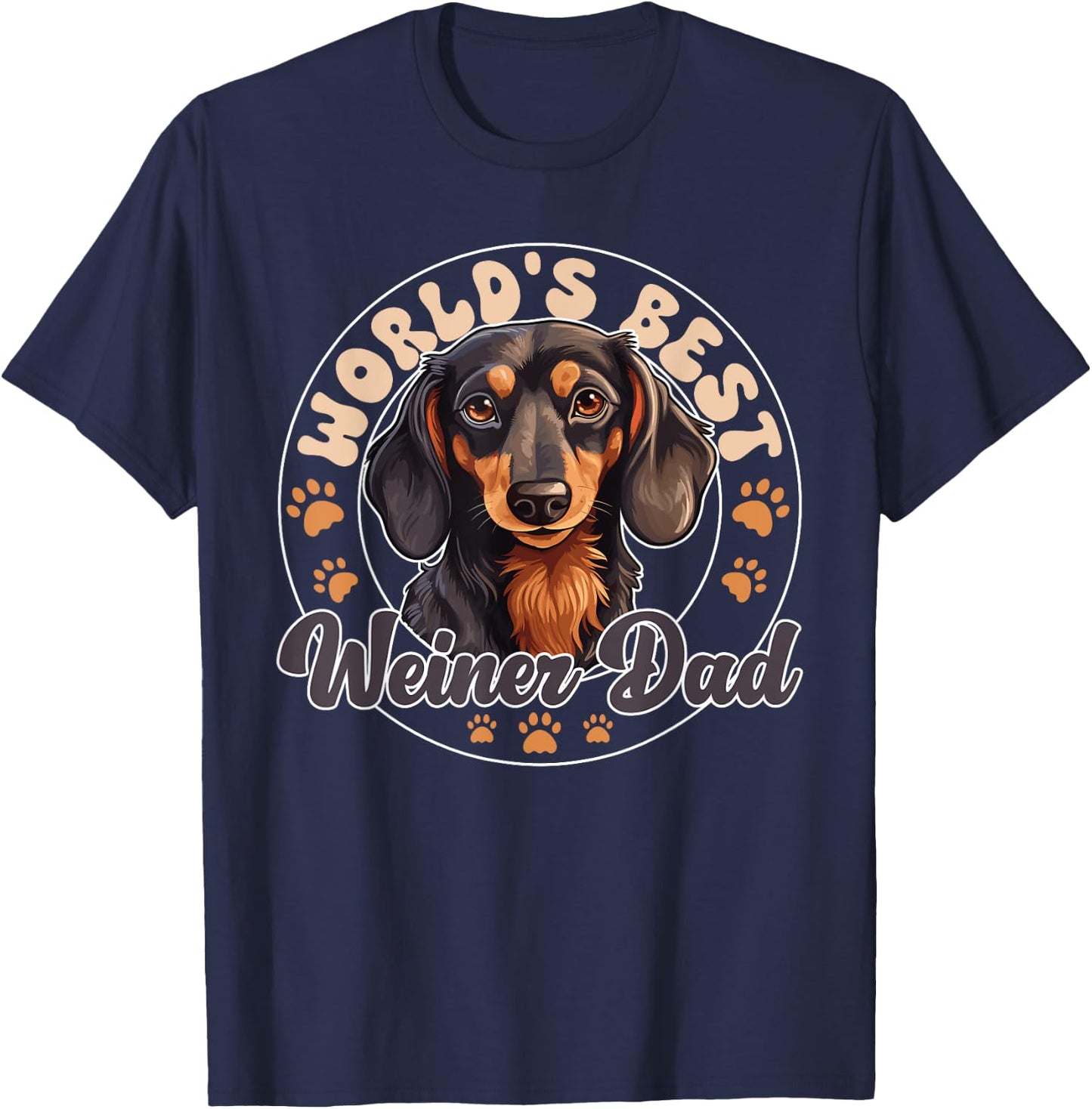 Dachshund Dog World's Best Weiner Dad Men Women Girls Kids T-Shirt - T-Shirt | Navy