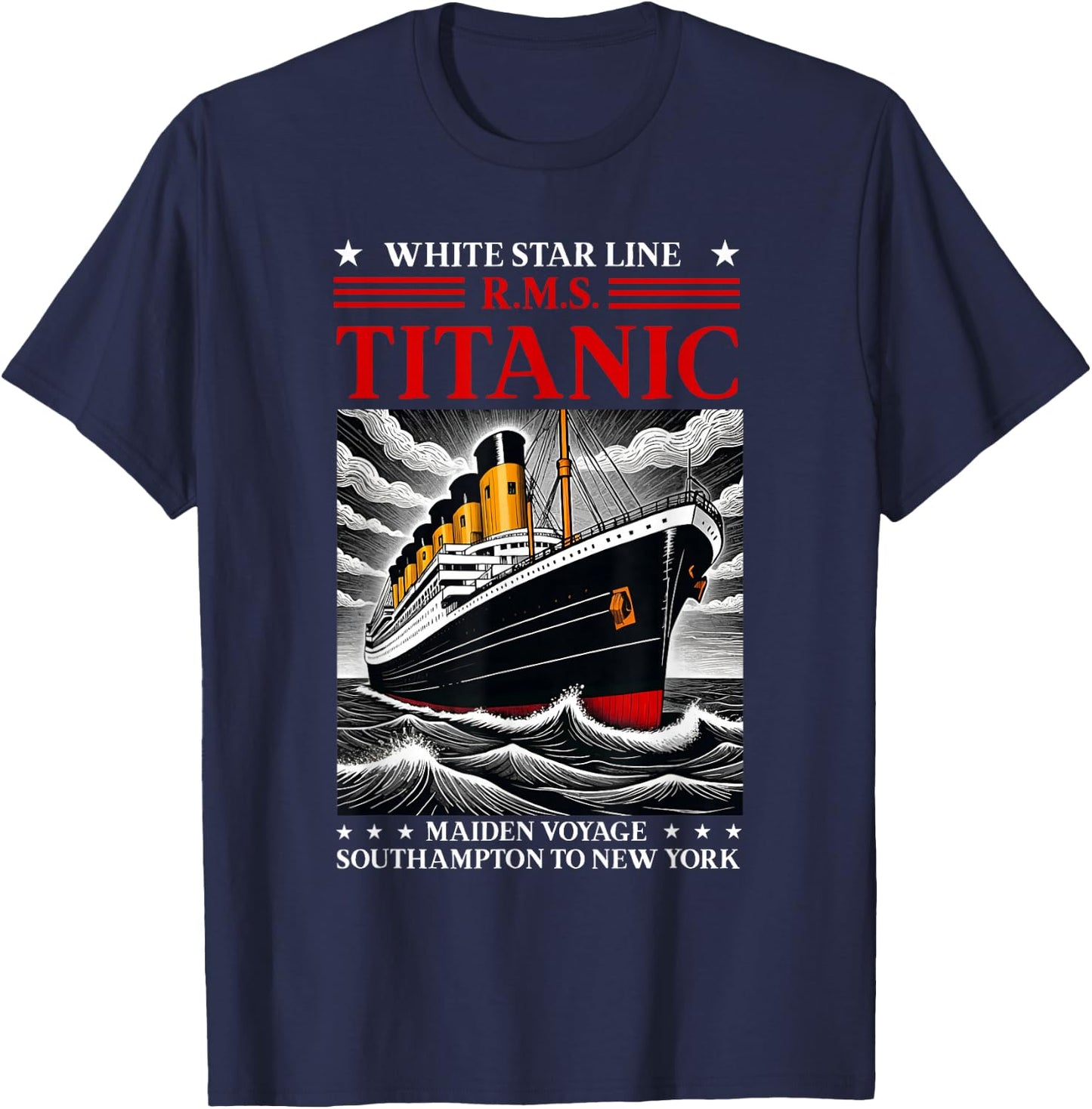 Titanic White Star Line RMS Ship Boat Stuff Boys Kids Men T-Shirt - T-Shirt | Navy