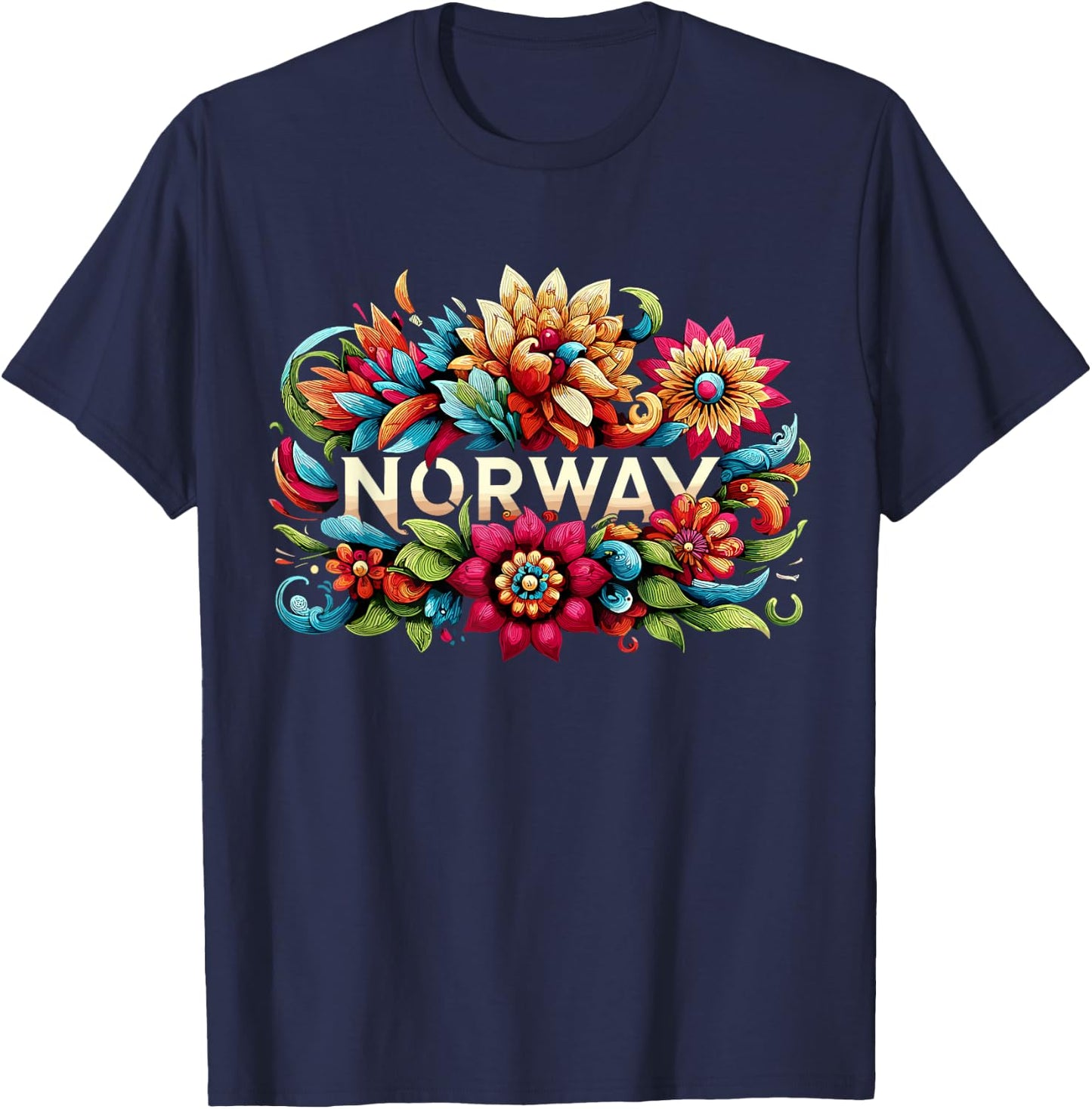Flowers of Norway Norwegian T-Shirt - T-Shirt | Navy