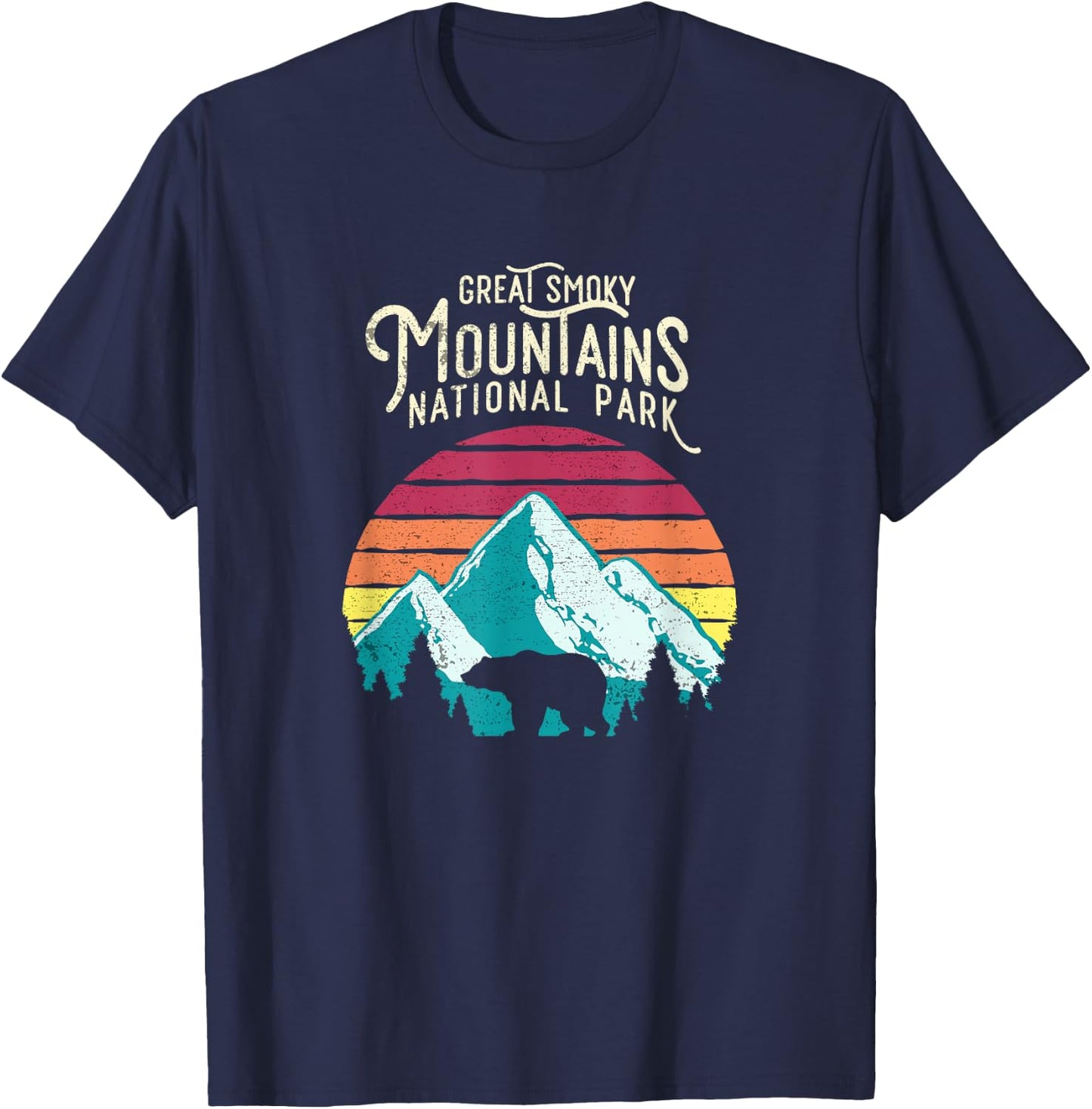 Vintage Great Smoky Mountains National Park Bear T Shirt T-Shirt - T-Shirt | Navy