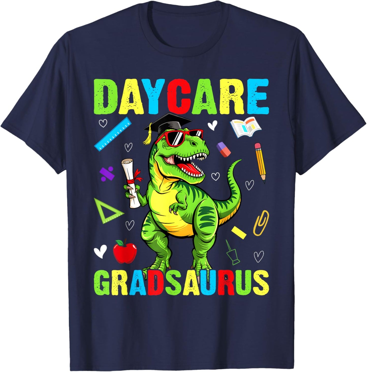 Daycare Gradsaurus Dinosaur Baby Boy Daycare Graduation T-Shirt - T-Shirt | Navy