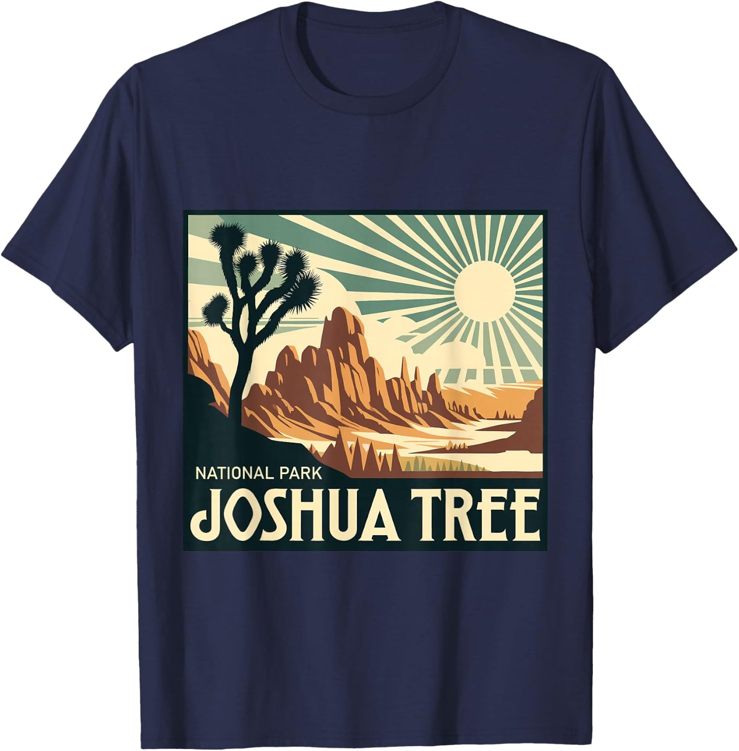 Joshua Tree National Park Vintage Hiking Camping Outdoor T-Shirt - T-Shirt | Navy