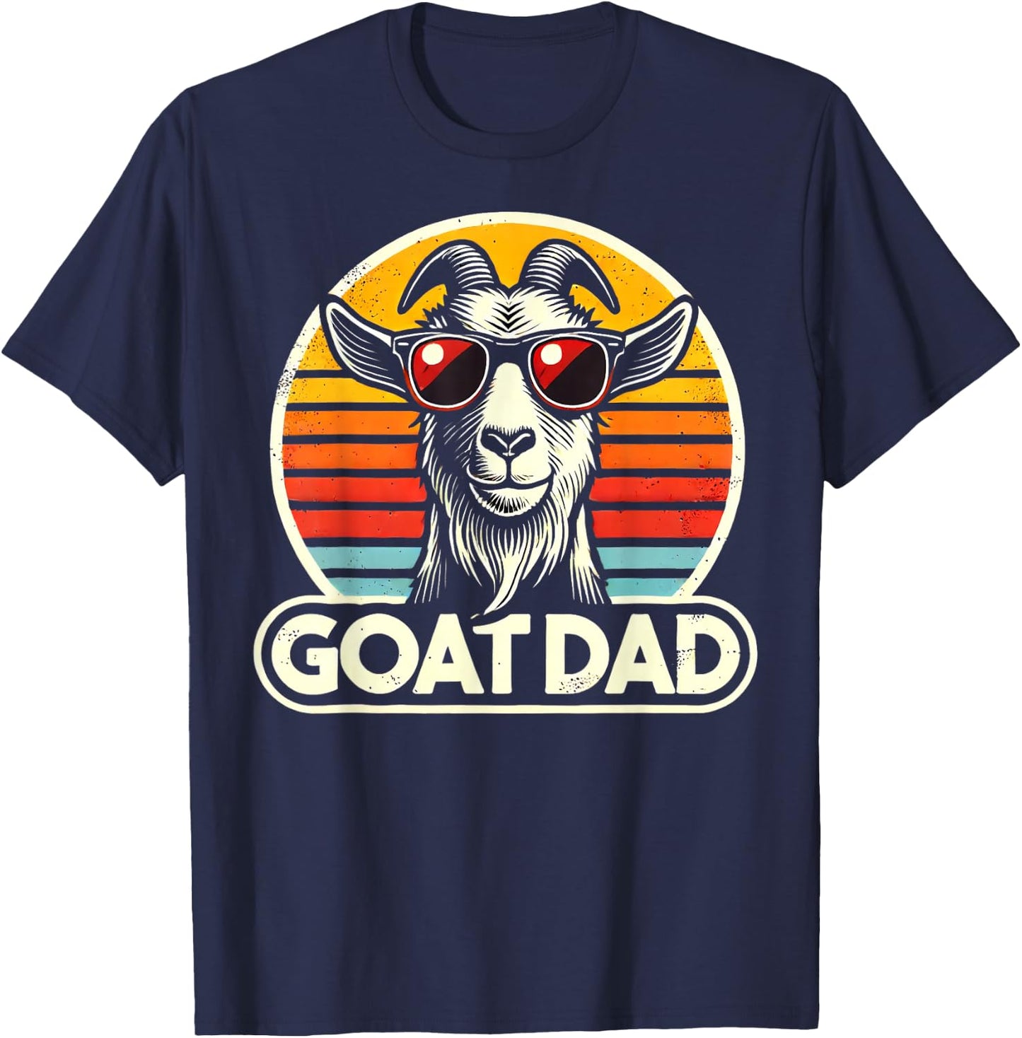 Retro Vintage Goat Dad Best Goat Daddy Funny Father's Day T-Shirt - T-Shirt | Navy