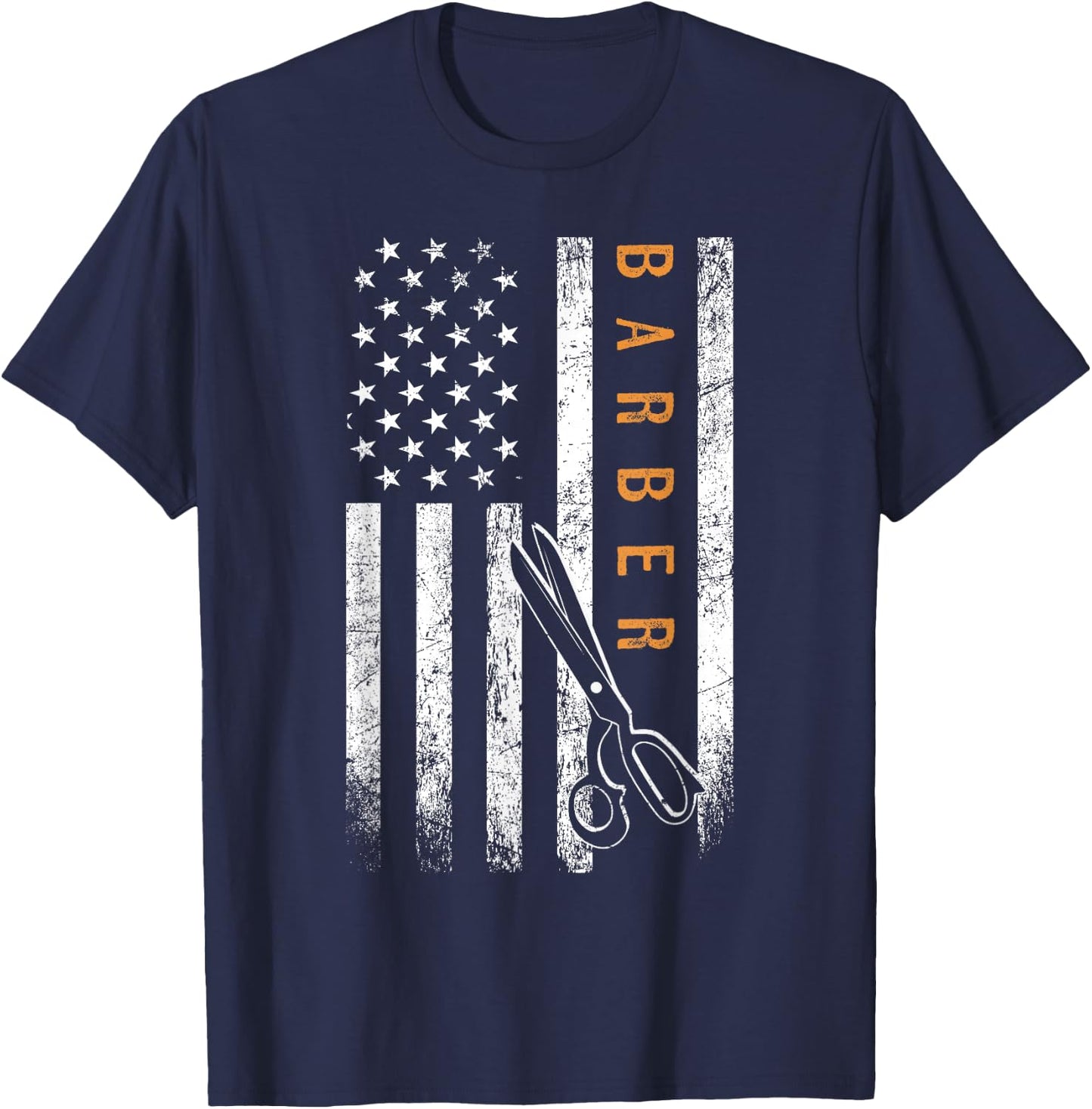 Barber American Flag Design Barbershop T-Shirt - T-Shirt | Navy