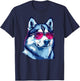 Siberian Husky Dog Sunglasses T-Shirt - T-Shirt | Navy