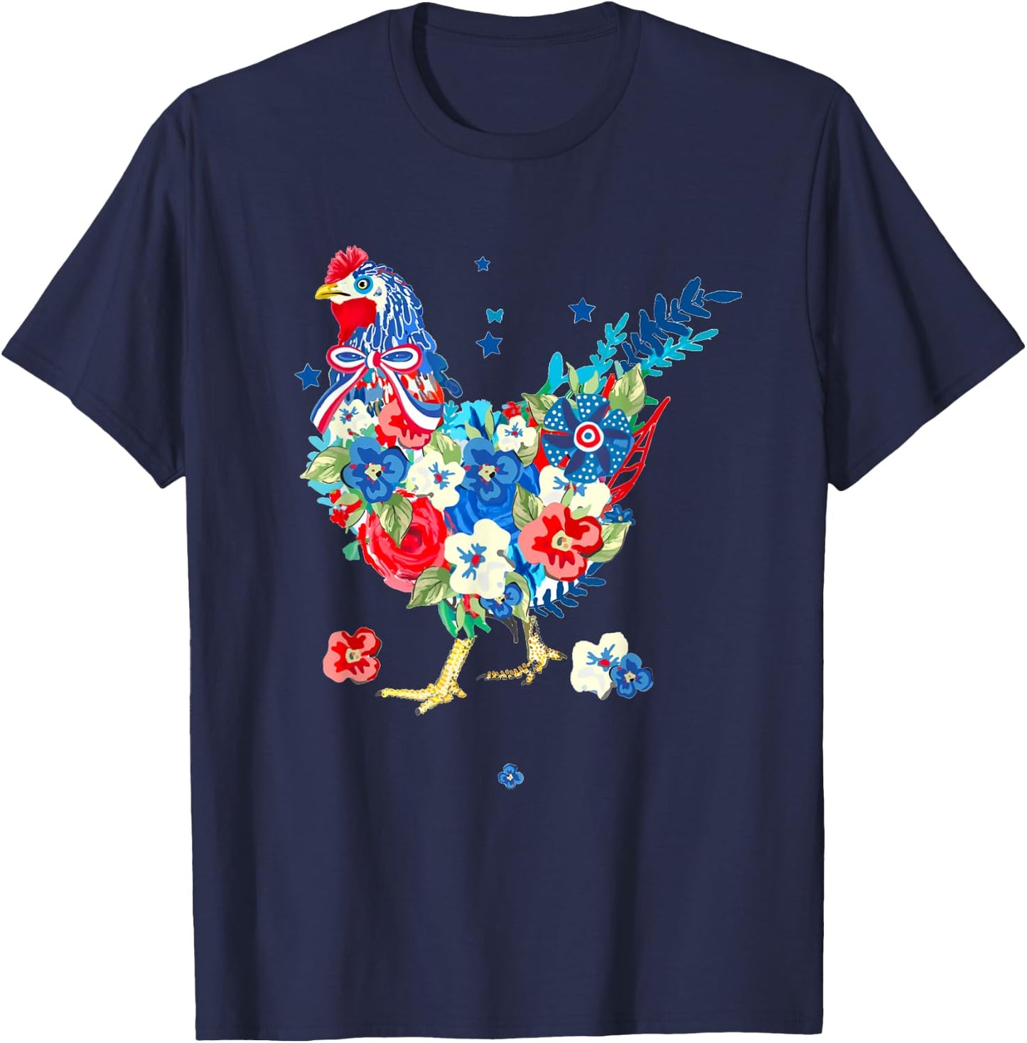 USA American Flag Chicken Lover 4th of July Patriotic Farmer T-Shirt - T-Shirt | Navy