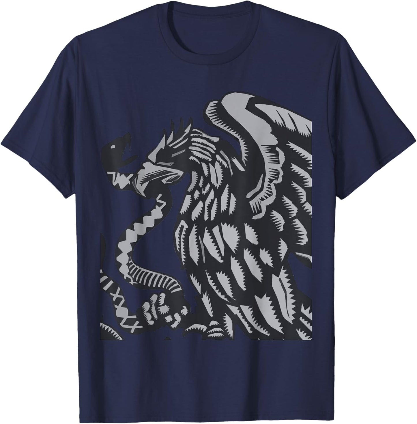 Mexican Flag Eagle Shield Aguila T-Shirt - T-Shirt | Navy