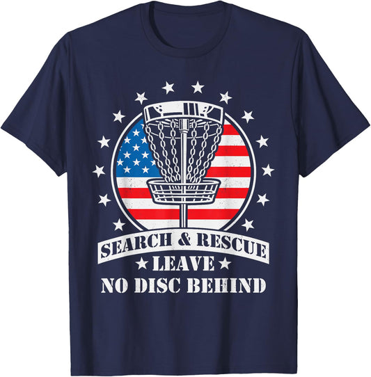 American Flag Disc Golf Search & Rescue 4th of July Golfer Women Girls Kids Men T-Shirt - T-Shirt | Navy