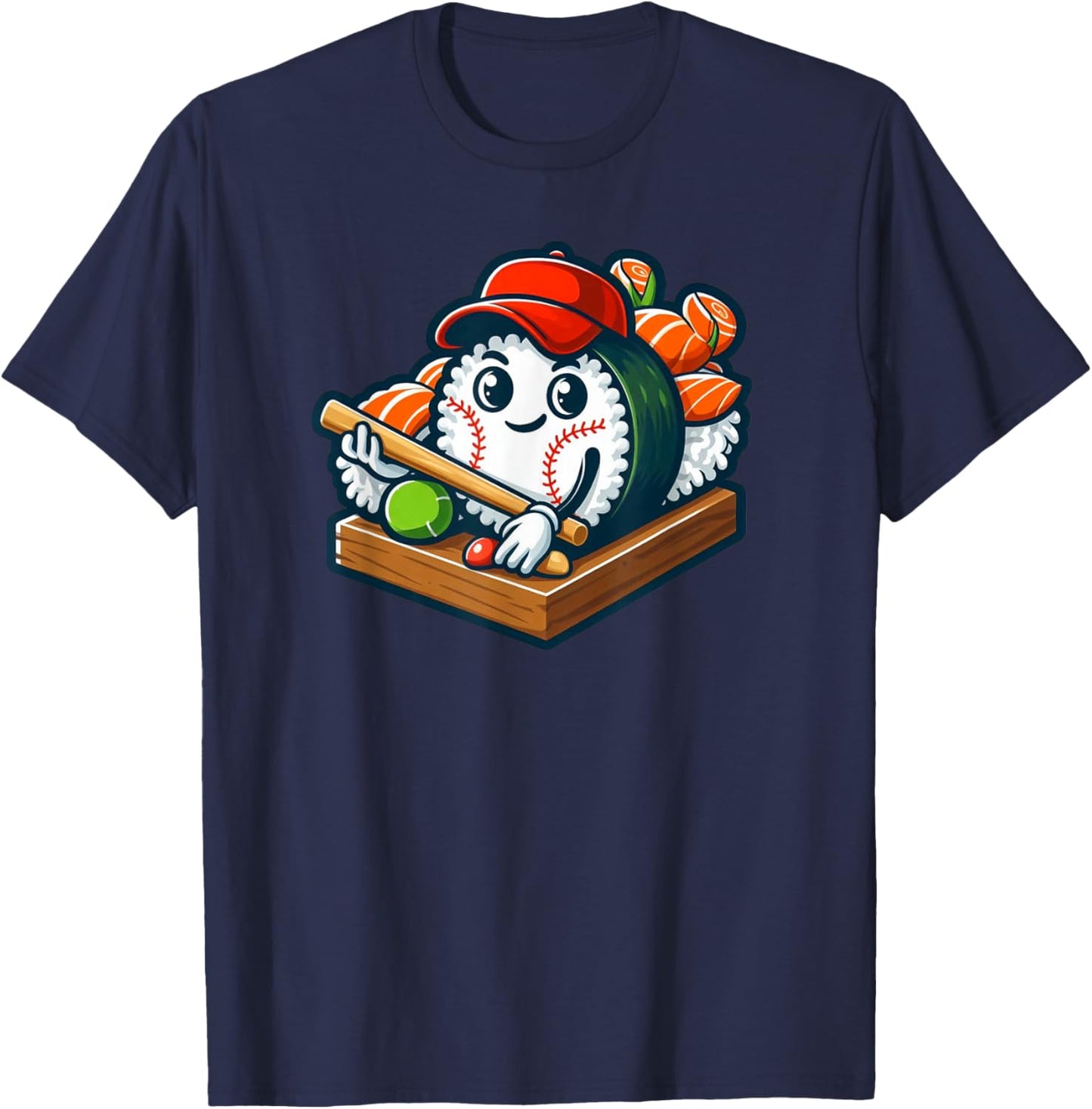 Baseball Sushi Playing Baseball T-Shirt - T-Shirt | Navy