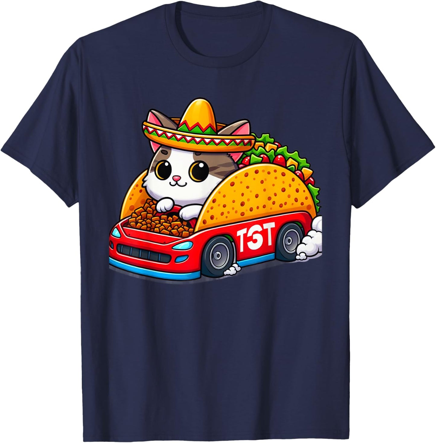 Tacocat Racecar Spelled Backwards Funny Mexican Car Taco Cat T-Shirt - T-Shirt | Navy