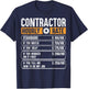 Contractor Hourly Rate Price Chart Labor Funny Gift Handyman T-Shirt - T-Shirt | Navy