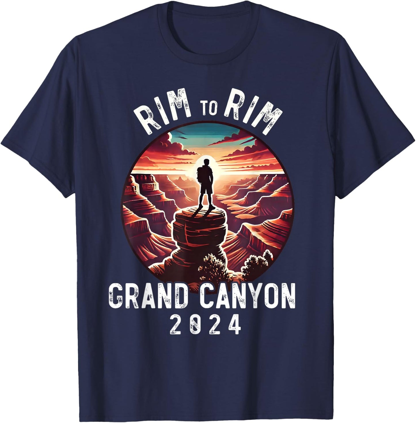 Rim - Rim Grand Canyon, I Hiked The Grand Canyon 2024 T-Shirt - T-Shirt | Navy