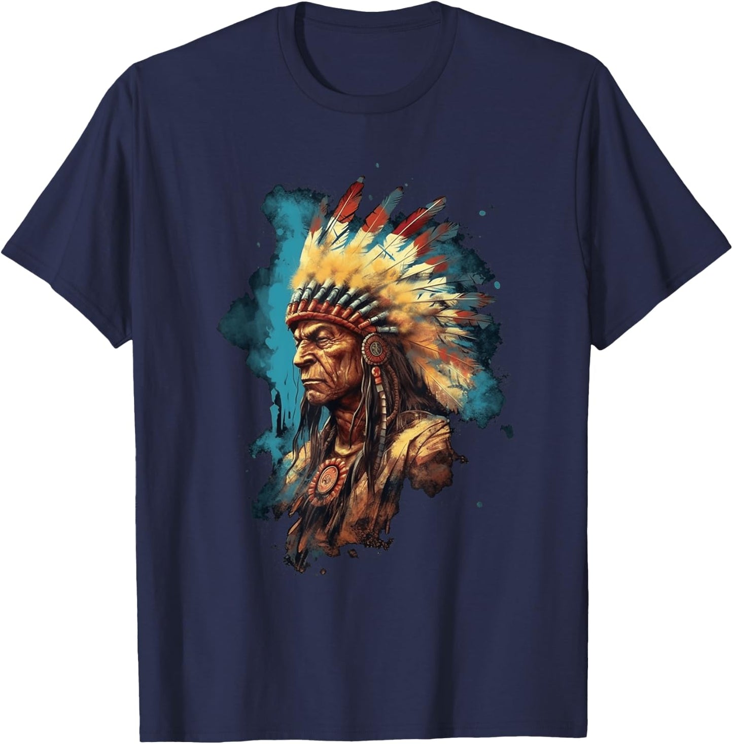 Native American Indian Headdress Traditional Art Men Women T-Shirt - T-Shirt | Navy