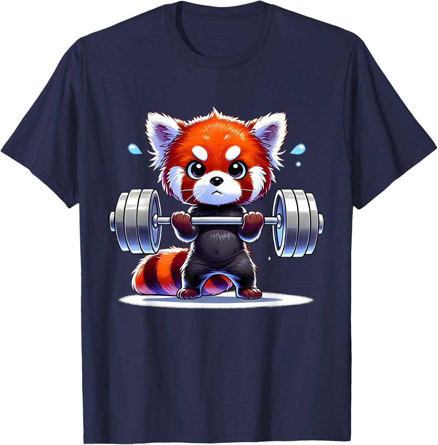 Kawaii Red Panda Weightlifting Funny Fitness Gym T-Shirt - T-Shirt | Navy