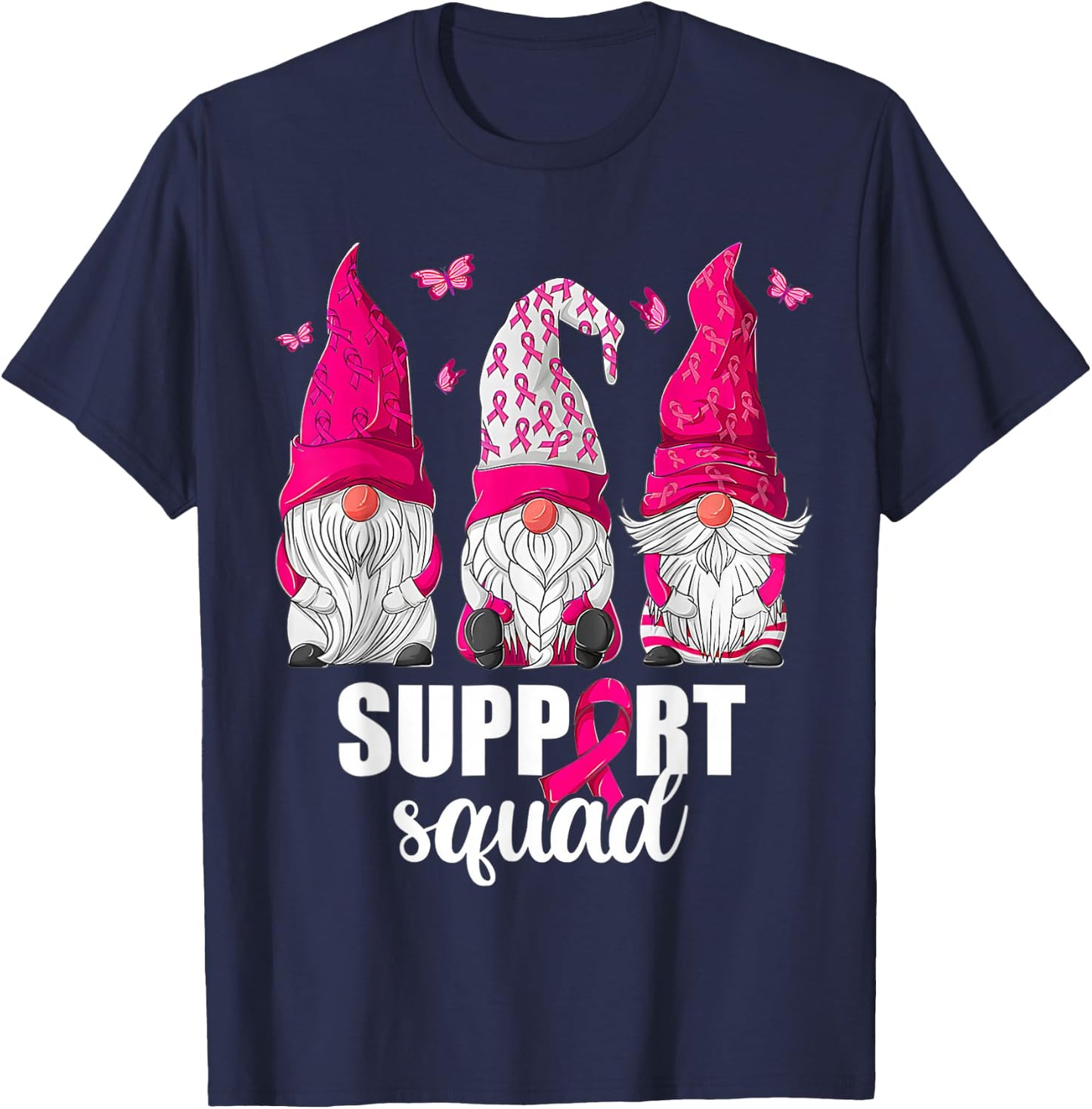 Breast Cancer Awareness Shirt Gnomes Support Squad T-Shirt - T-Shirt | Navy
