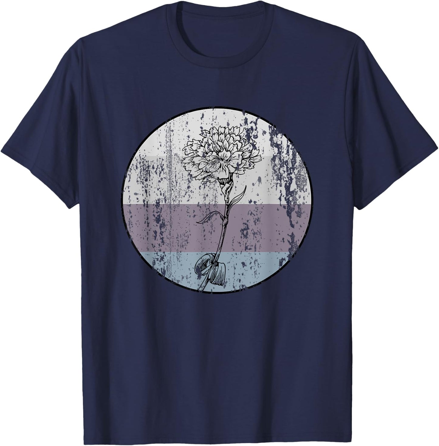 Carnation Flower Shirt Vintage Nature Lover Earth Day Gift T-Shirt - T-Shirt | Navy