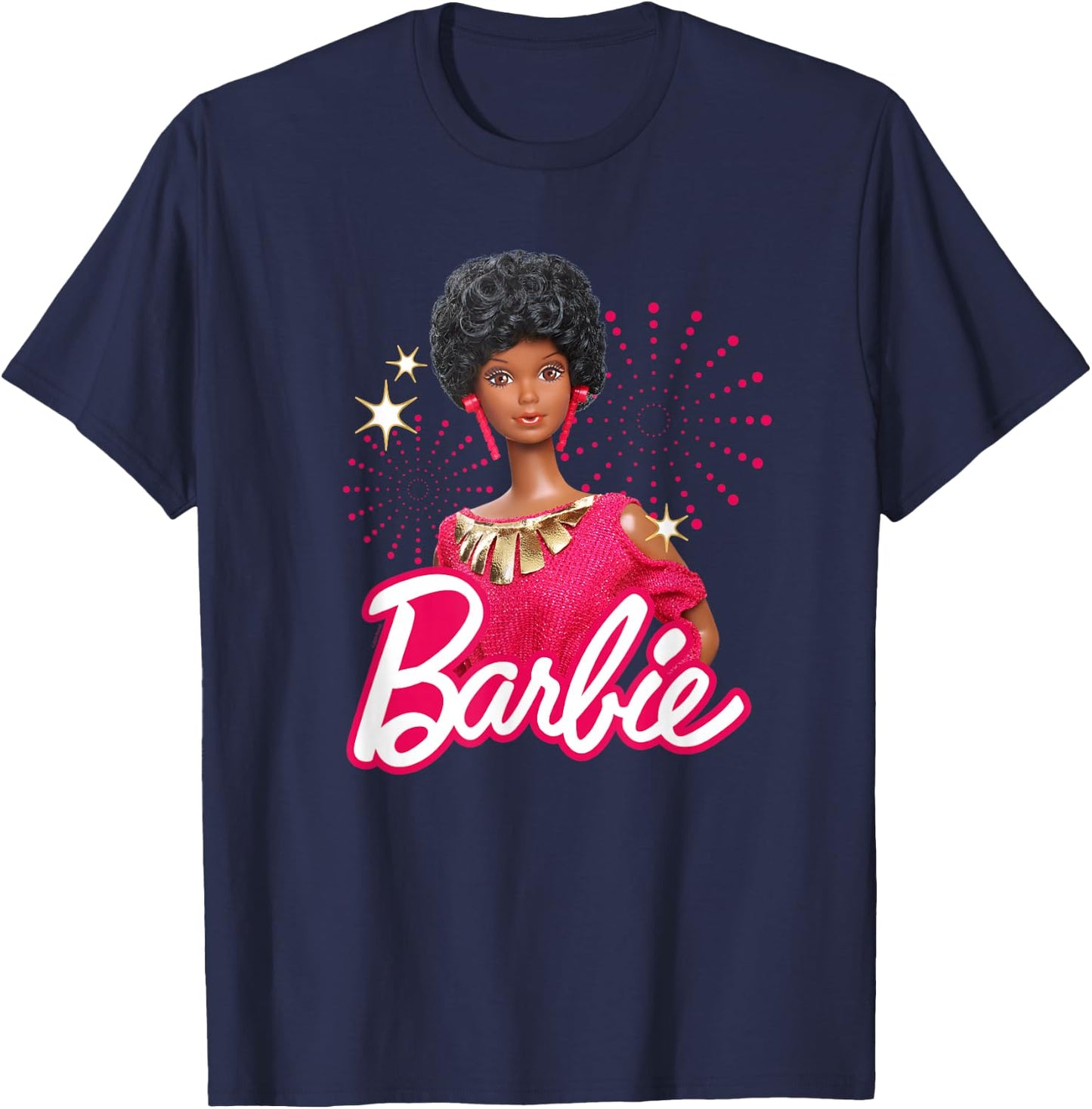 Barbie - 1980's Black Barbie and Logo T-Shirt - T-Shirt | Navy