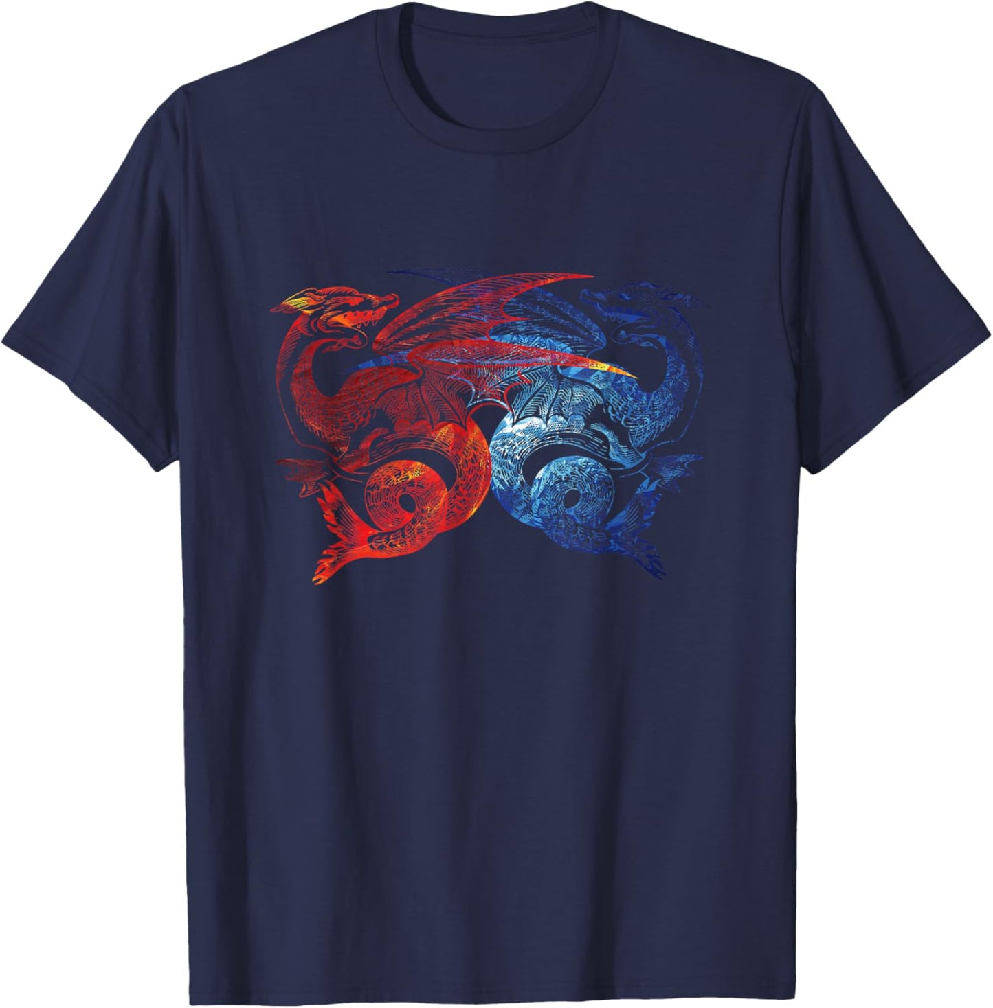 Red & Blue Dragon Fighting Gift Fun T-Shirt - T-Shirt | Navy