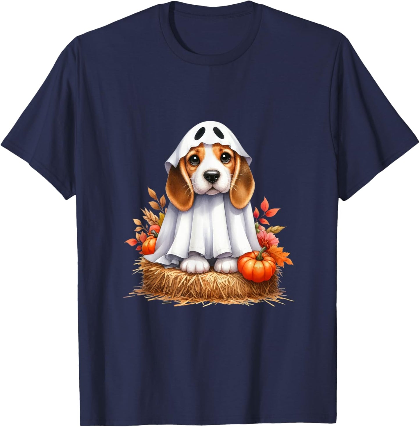 Cute Halloween Beagle dog as ghost dog owner dogs Men Women Kids T-Shirt - T-Shirt | Navy