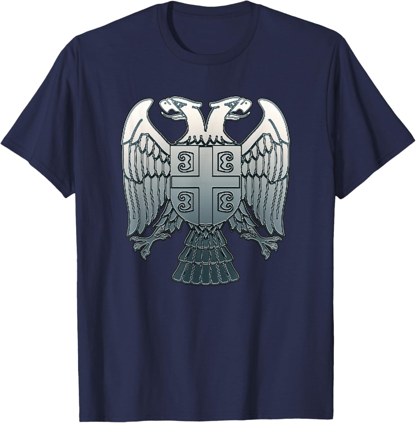Serbian Double Headed Eagle Emblem - Serbia Coat of Arms T-Shirt - T-Shirt | Navy
