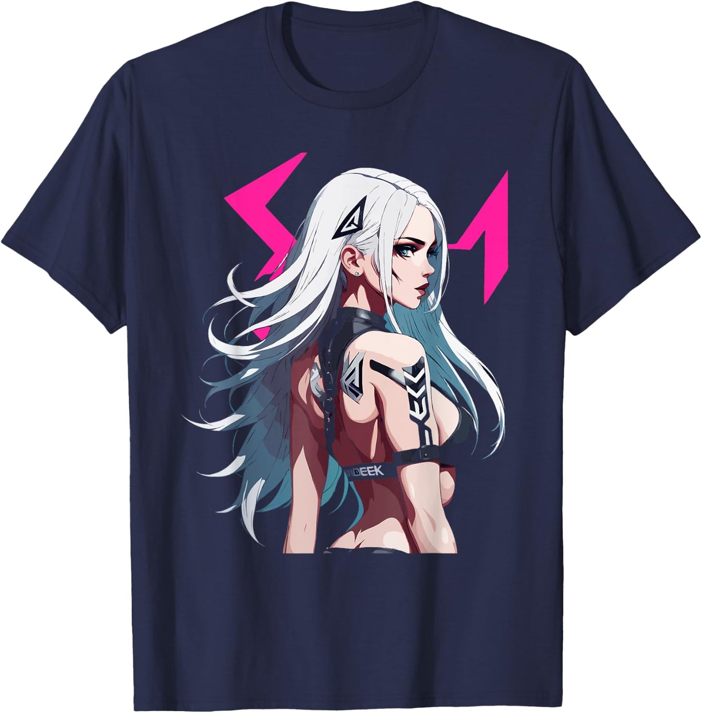 Sexy Waifu Otaku Anime Cyberpunk Girl Japanese T-Shirt - T-Shirt | Navy