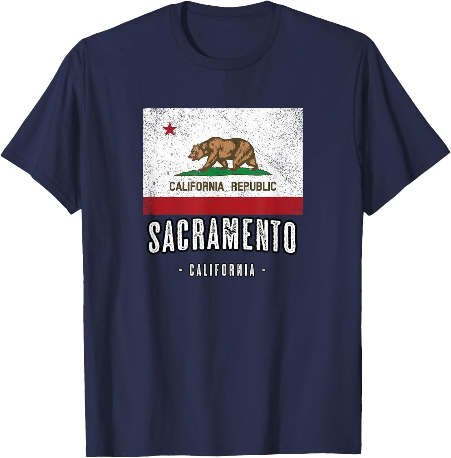SACRAMENTO California | City CA USA, California Flag T-Shirt - T-Shirt | Navy