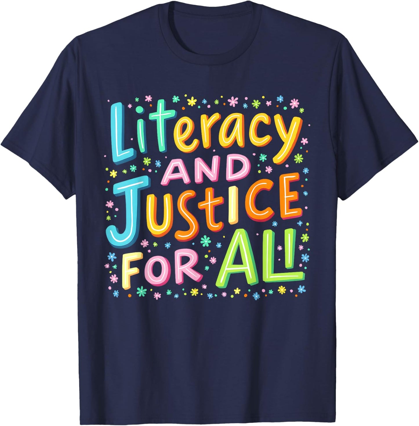 Literacy And Justice For All Protect Banned Books Library T-Shirt - T-Shirt | Navy