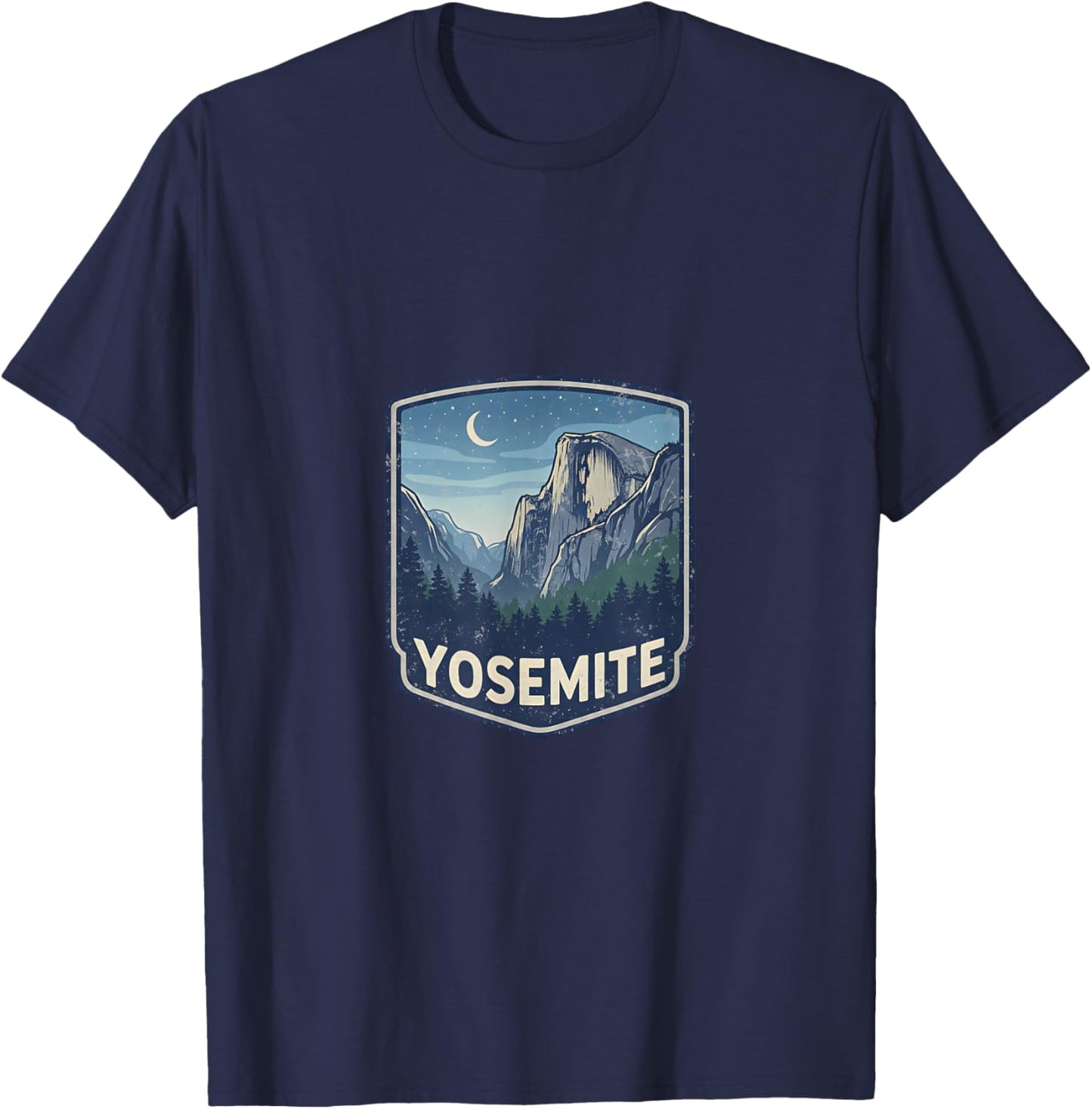 Yosemite National Park Vintage Mountain Camping Nature T-Shirt - T-Shirt | Navy