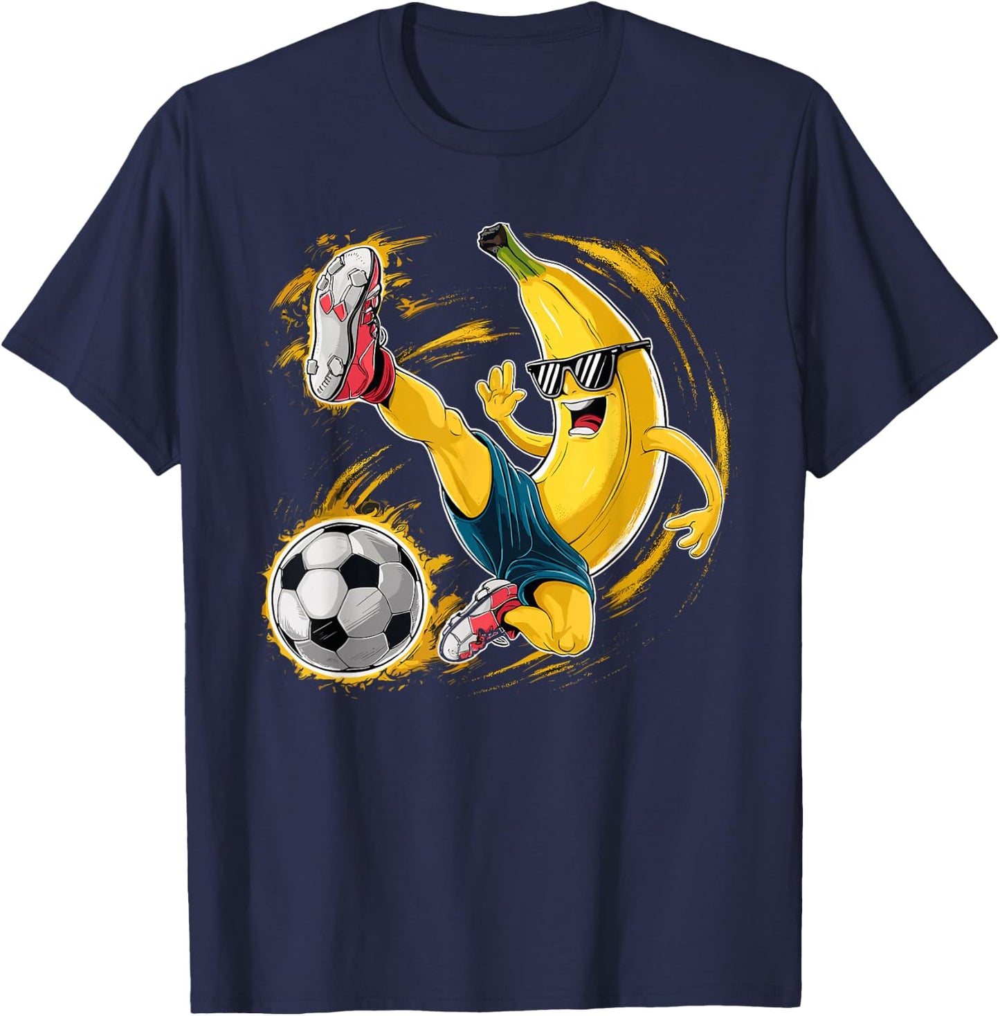 Sport Banana Football Player Fruit Cute Banana Soccer Player T-Shirt - T-Shirt | Navy