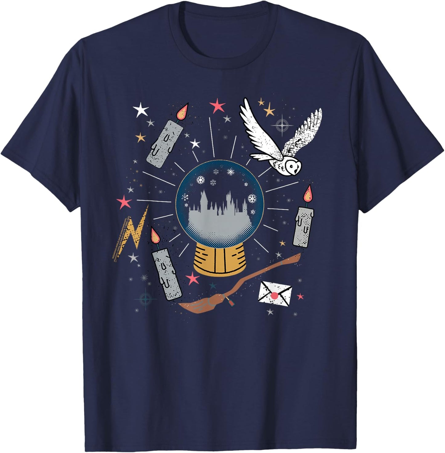 Harry Potter Hogwarts Holiday Snowglobe Hedwig Christmas T-Shirt - T-Shirt | Navy