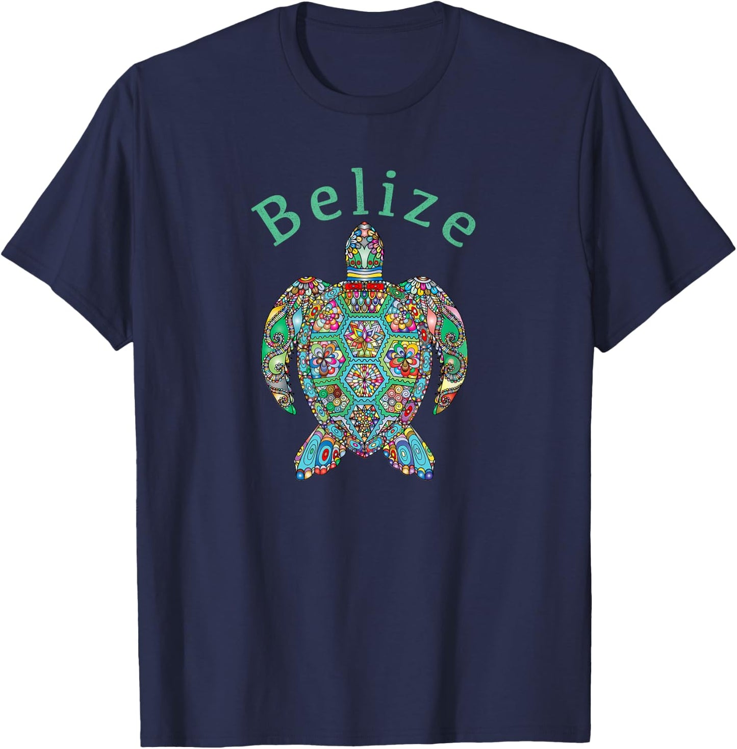 Belize Tribal Turtle Gift T-Shirt - T-Shirt | Navy