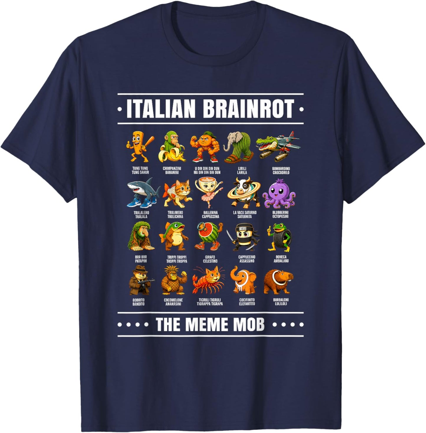 Funny Italian Brainrot Shirt Italian Brainrot Kids Brainrot T-Shirt - T-Shirt | Navy