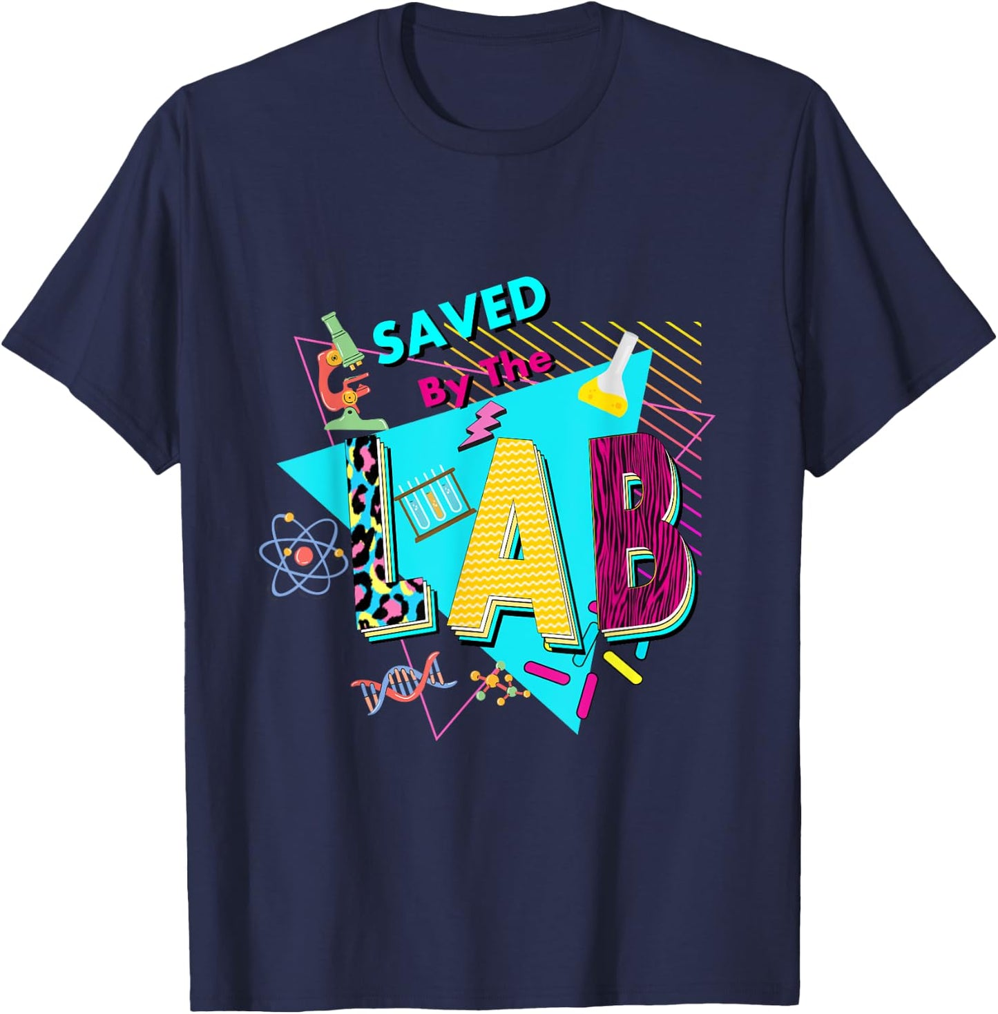 Saved By The Lab Retro Lab Week 2024 Laboratory Technician T-Shirt - T-Shirt | Navy
