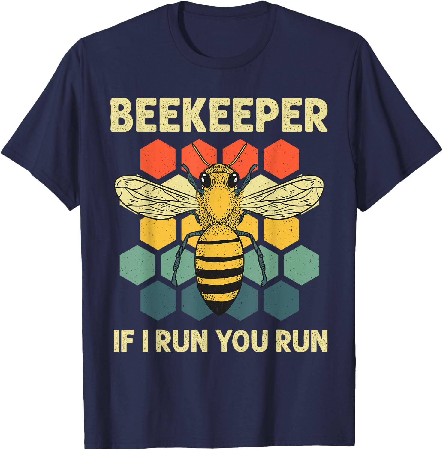 Funny Beekeeper Art Women Bee Honeycomb Beekeeping T-Shirt - T-Shirt | Navy