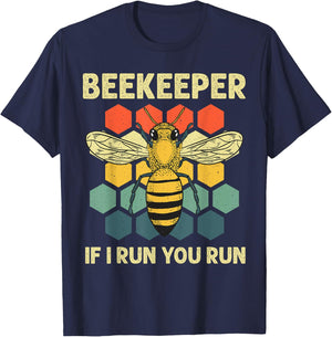 Funny Beekeeper Art Women Bee Honeycomb Beekeeping T-Shirt - T-Shirt | Navy