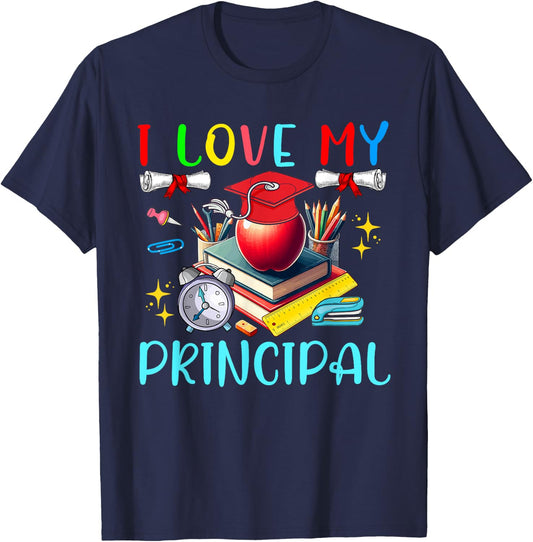 I Love My Principal Matching Kids Students Graduate Lover T-Shirt - T-Shirt | Navy
