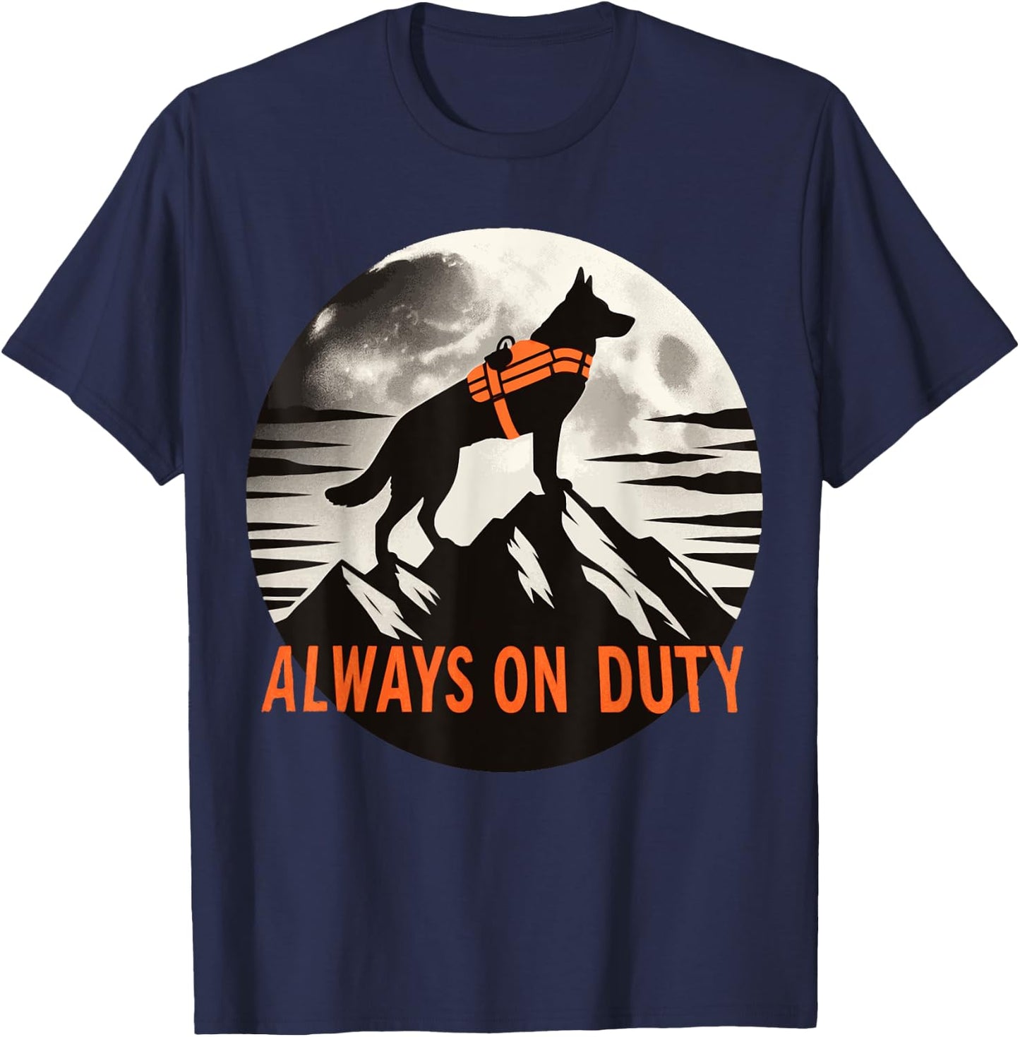 Search and Rescue Dog Silhouette Always on Duty Mountain Women Kids T-Shirt - T-Shirt | Navy