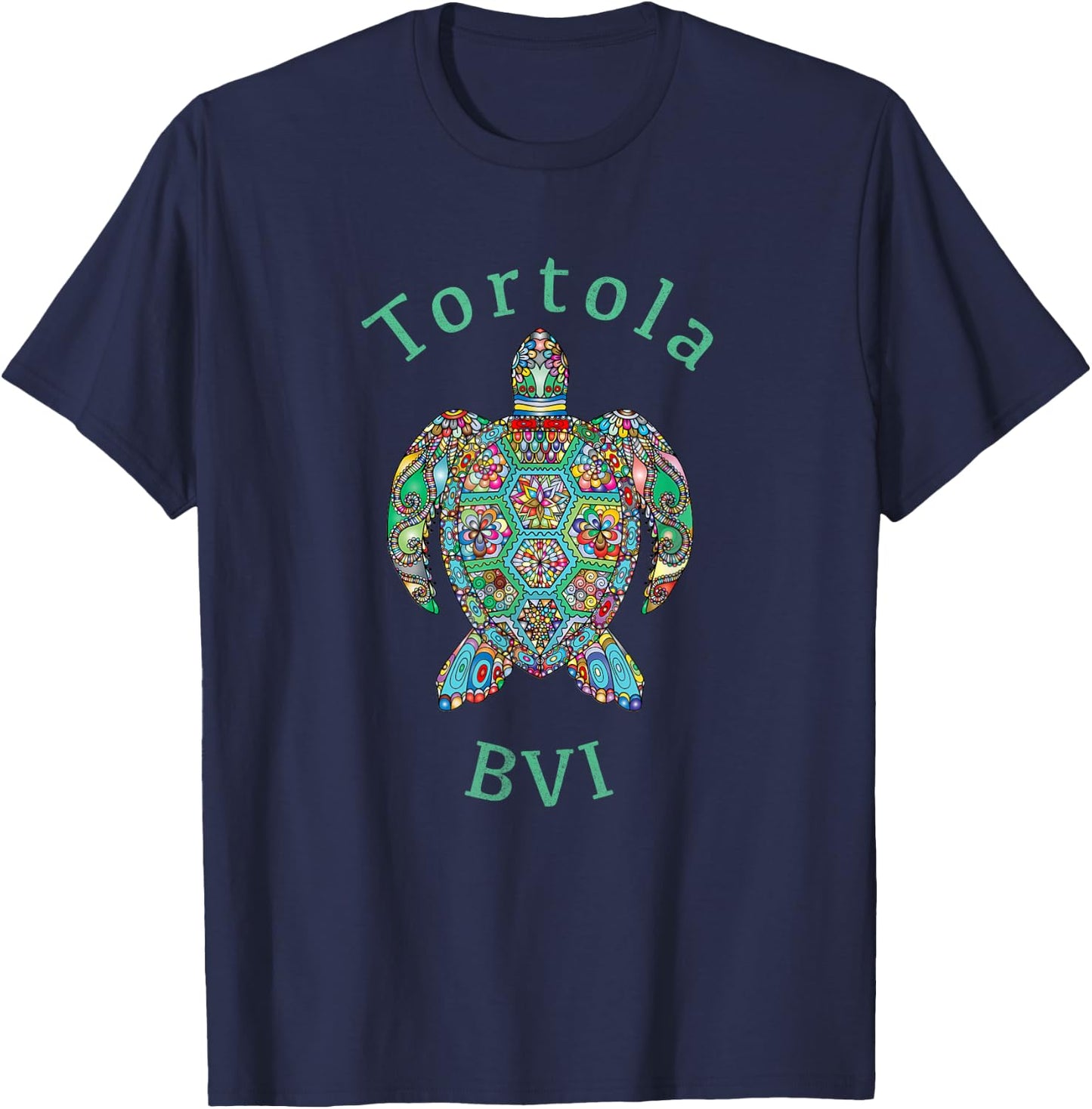 Tortola, British Virgin Islands Tribal Turtle Gift T-Shirt - T-Shirt | Navy